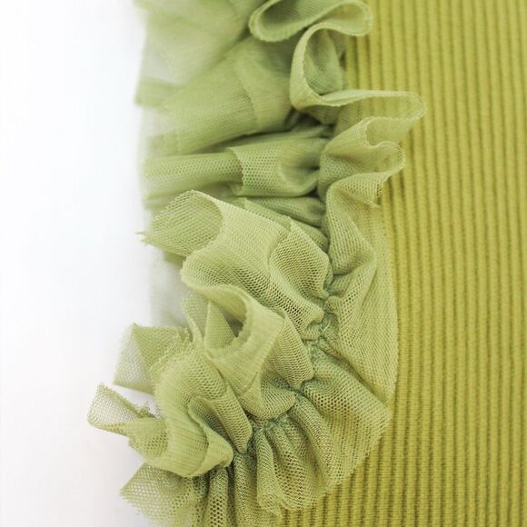 Bailey 44 Green Ribbed Tank Top Tulle Ruffle Shoulder Detail Large - Picture 6 of 7